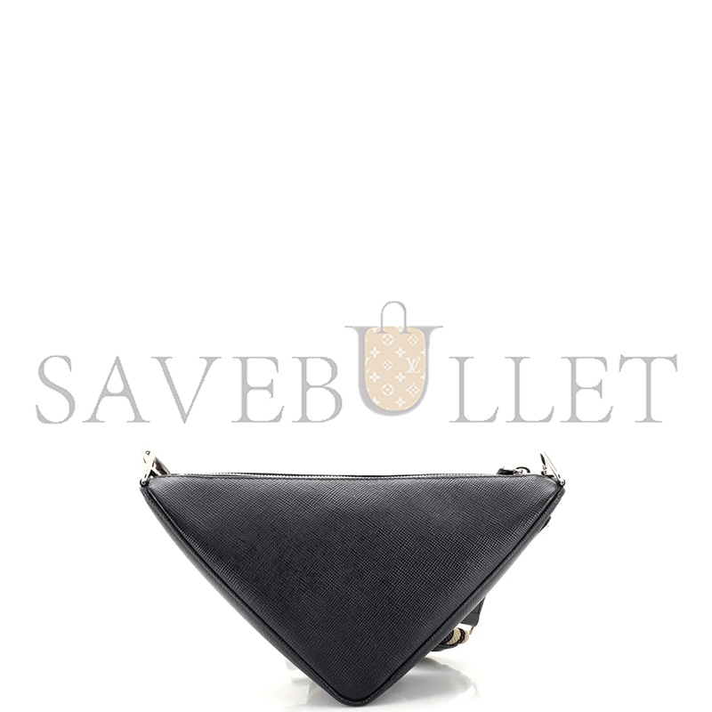 PRADA TRIANGLE LOGO ZIP CROSSBODY BAG SAFFIANO LEATHER 2VH155 (28*18*11cm)